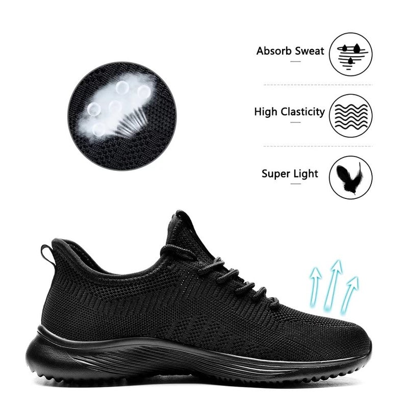 Lamincoa Womens Slip On Walking Shoes Non Slip Casual Road Running Lightweight Mesh Fashion Sneakers for Gym Travel Workout Black - Image 3